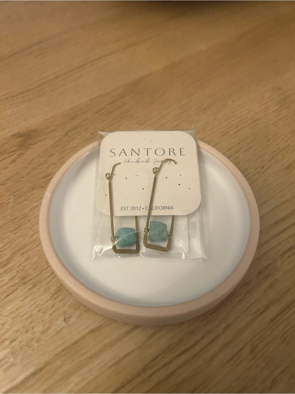 Aquamarine Drop Earrings - Gold Tone